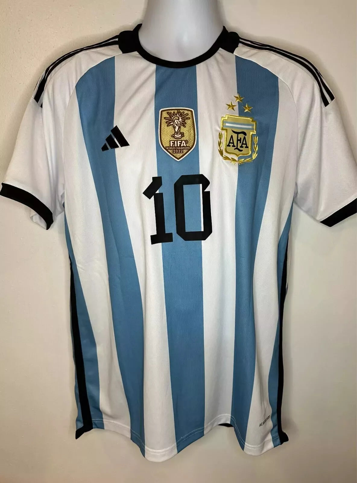 2023 Argentina #10 Messi 3 STAR Home Large Authentic IV5786 Players Version!
