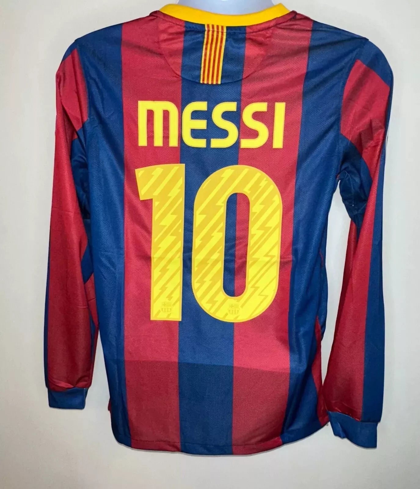 Messi 10 Barcelona 2011 Champions League Long Sleeve Football Soccer Jersey