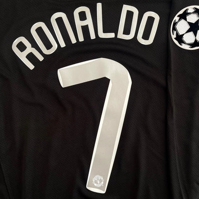 Manchester United 2007/08 Ronaldo #7 Away Black Long Sleeve Men Soccer Jersey