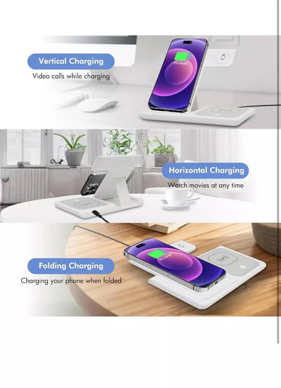 3 -In-1 Wireless Charger compatible with any devices with Wireless charging capability including 16/15/14/13 pro pro max for Watch for Earbuds.