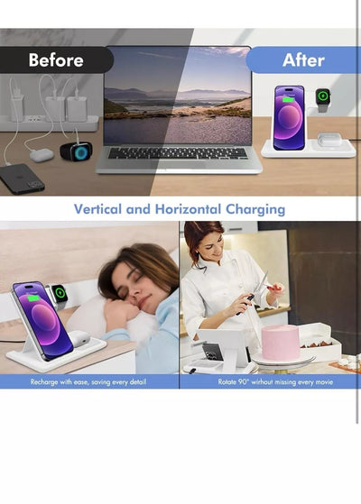 3 -In-1 Wireless Charger compatible with any devices with Wireless charging capability including 16/15/14/13 pro pro max for Watch for Earbuds.