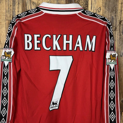 Manchester United 1999-00 Home Soccer Long Sleeve Jersey BECKHAM #7 Umbro