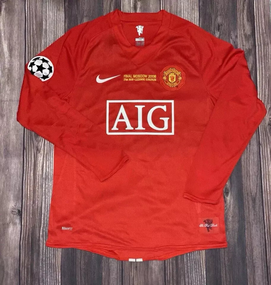 Cristiano Ronaldo #7 2008 UCL Final Manchester United Nike Long Sleeve Jersey
