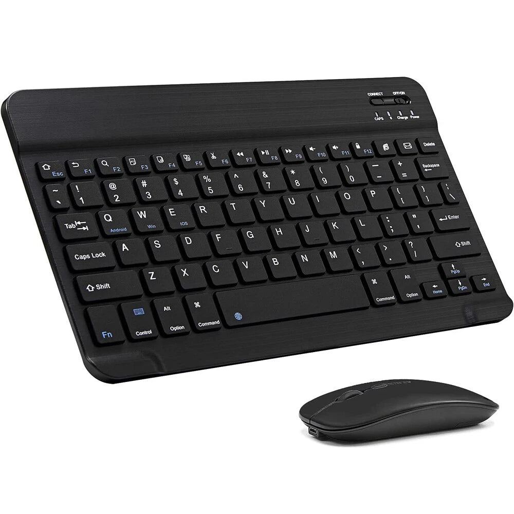 Slim Bluetooth Wireless Keyboard with Mouse black color