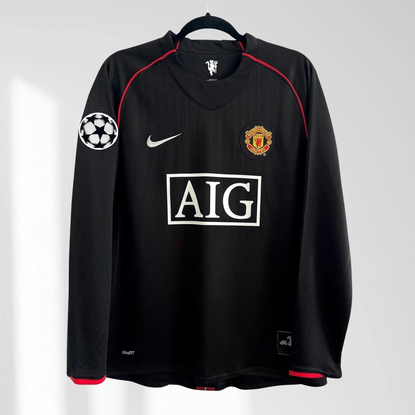 Manchester United 2007/08 Ronaldo #7 Away Black Long Sleeve Men Soccer Jersey