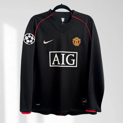 Manchester United 2007/08 Ronaldo #7 Away Black Long Sleeve Men Soccer Jersey