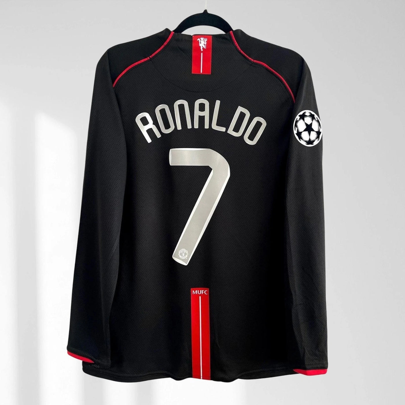 Manchester United 2007/08 Ronaldo #7 Away Black Long Sleeve Men Soccer Jersey