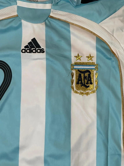 2006 Lionel Messi Blue/White Argentina Jersey #19 Long Sleeve Home Shirt