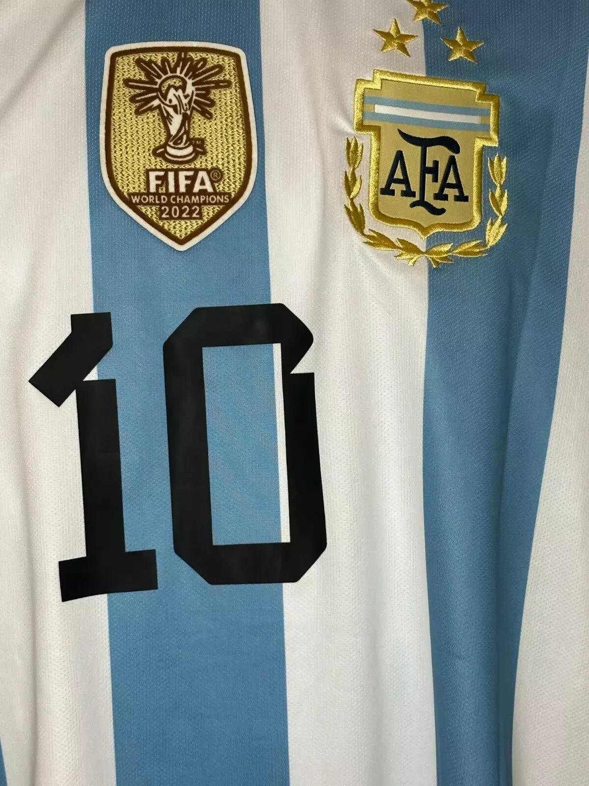 2023 Argentina #10 Messi 3 STAR Home Large Authentic IV5786 Players Version!