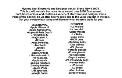 Mystery Loot Electronic and Designer box.All Brand New ! 2025 ! Read Description