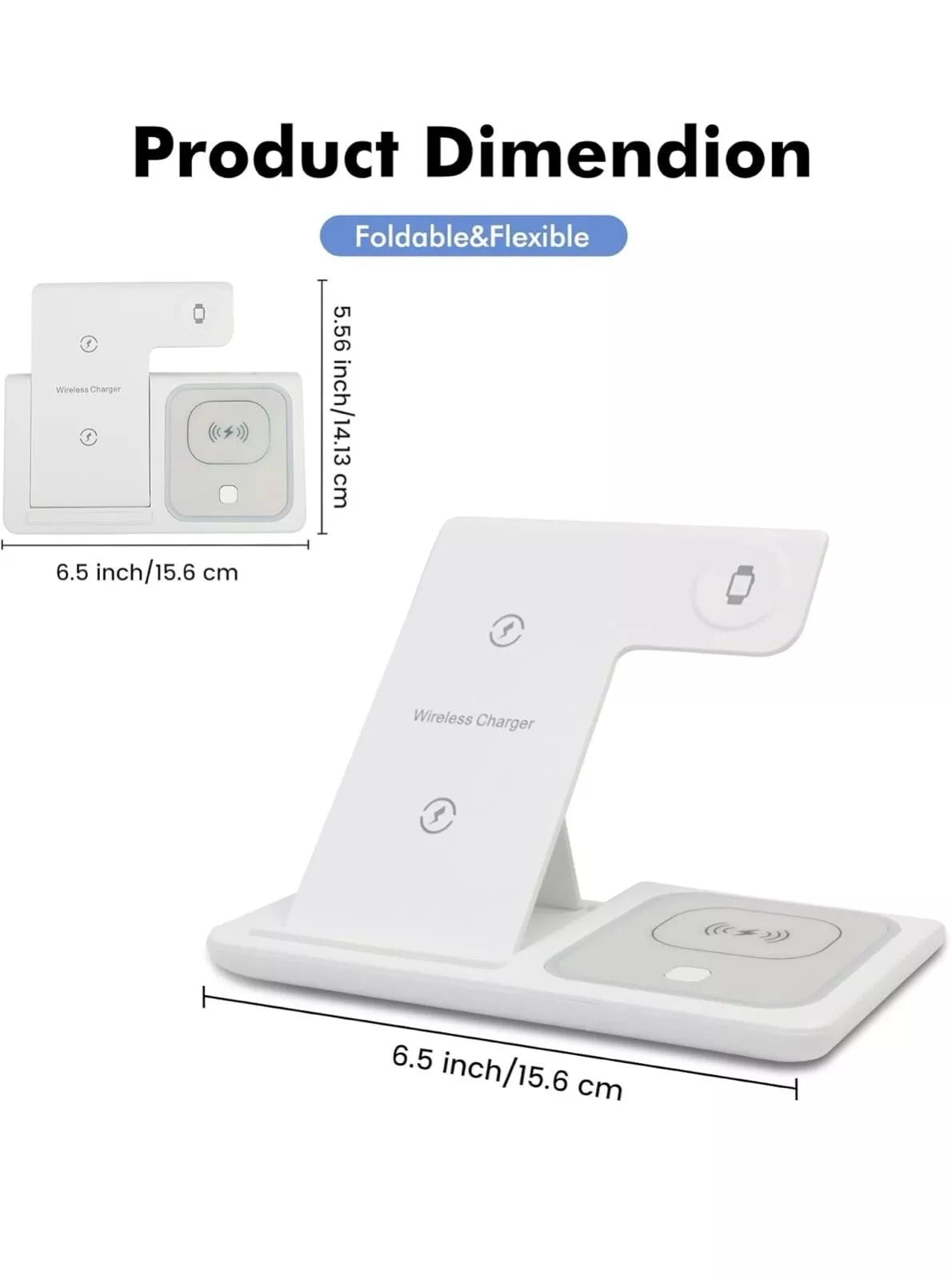 3 -In-1 Wireless Charger compatible with any devices with Wireless charging capability including 16/15/14/13 pro pro max for Watch for Earbuds.