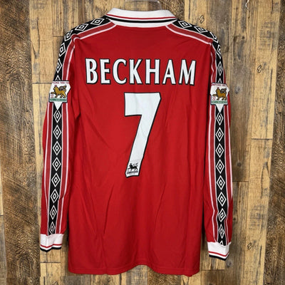 Manchester United 1999-00 Home Soccer Long Sleeve Jersey BECKHAM #7 Umbro