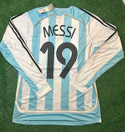 2006 Lionel Messi Blue/White Argentina Jersey #19 Long Sleeve Home Shirt