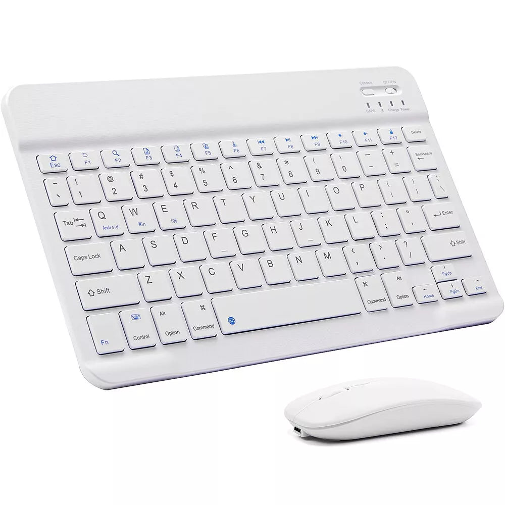 Slim Bluetooth Wireless Keyboard with Mouse white