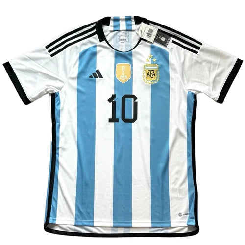 2023 Argentina #10 Messi 3 STAR Home Large Authentic IV5786 Players Version!